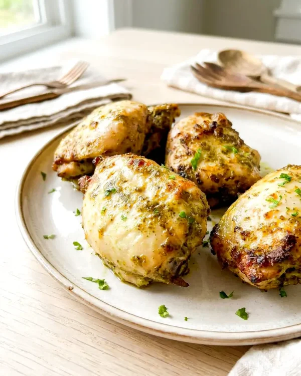 Air Fryer Pesto Chicken Thighs