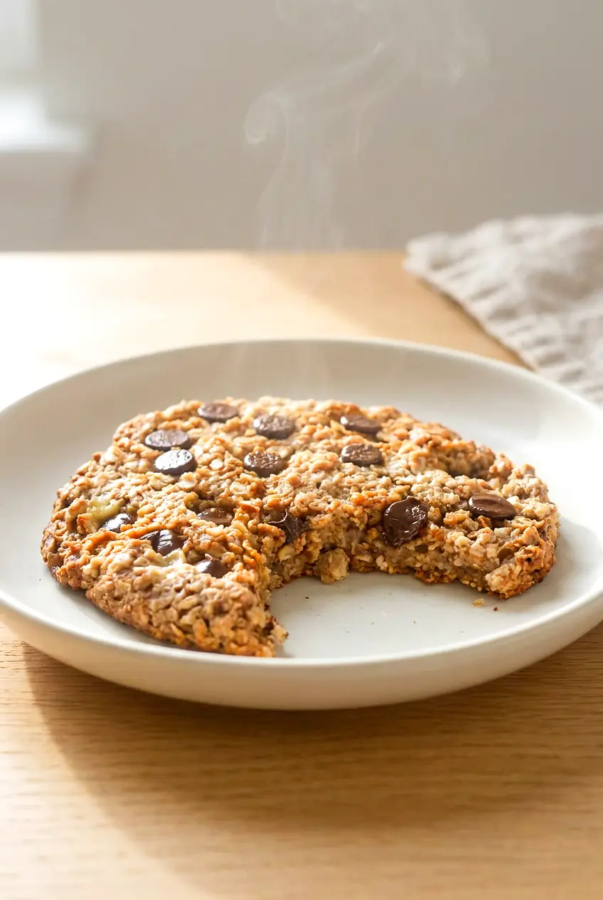 Air Fryer Breakfast Cookie served warm on a plate with soft, tender edges and chocolate chips
