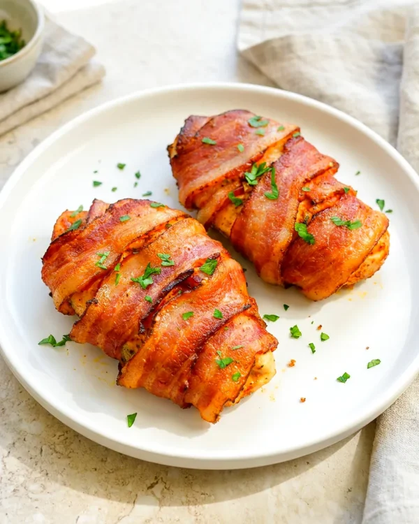 Air Fryer Bacon-Wrapped Chicken Breast (Juicy, Crisp Bacon)
