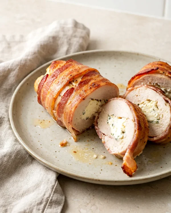 Air Fryer Bacon-Wrapped Cream Cheese Chicken Breast