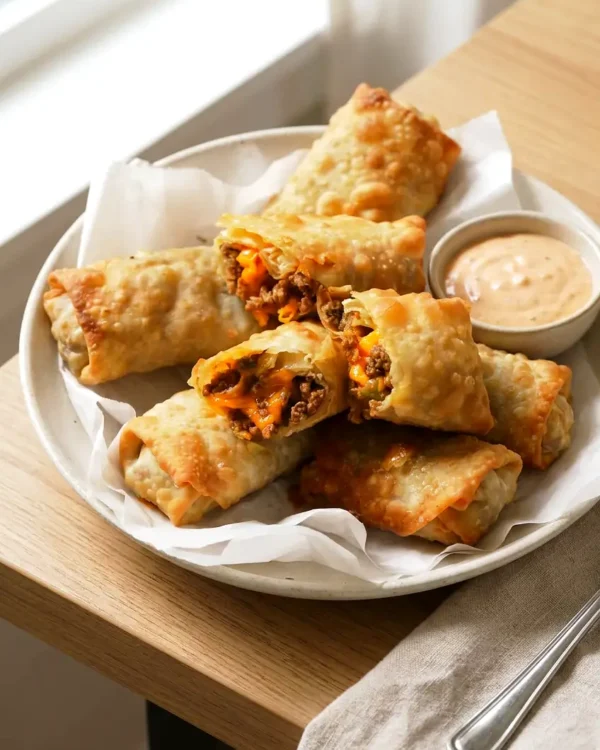 Air Fryer Bacon Cheeseburger Egg Rolls