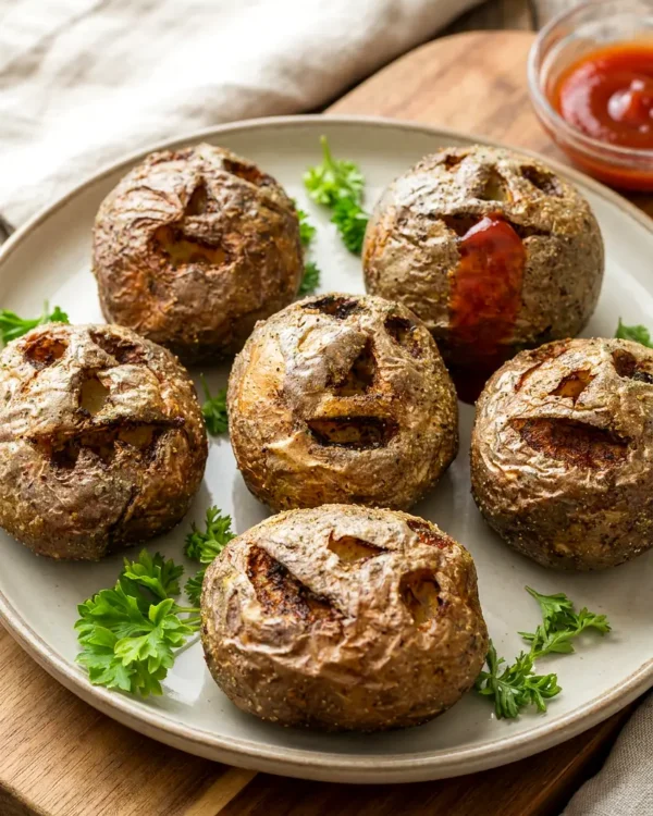 Air Fryer Halloween Pumpkin Potatoes