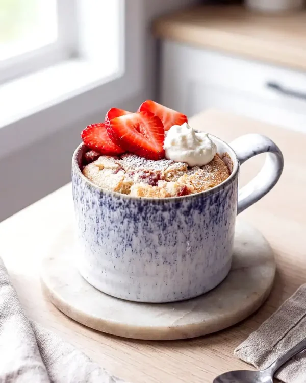 Air Fryer Mug Cake with Strawberries