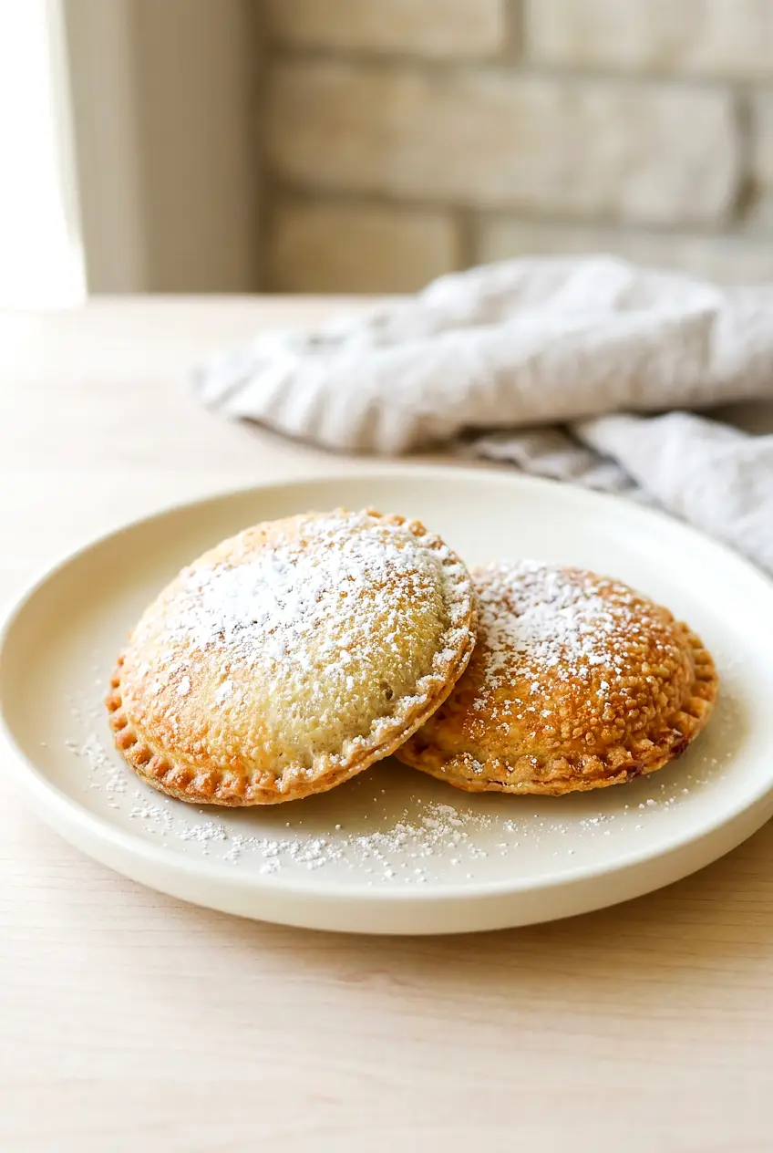 Air fryer Uncrustables served warm with powdered sugar on a plate